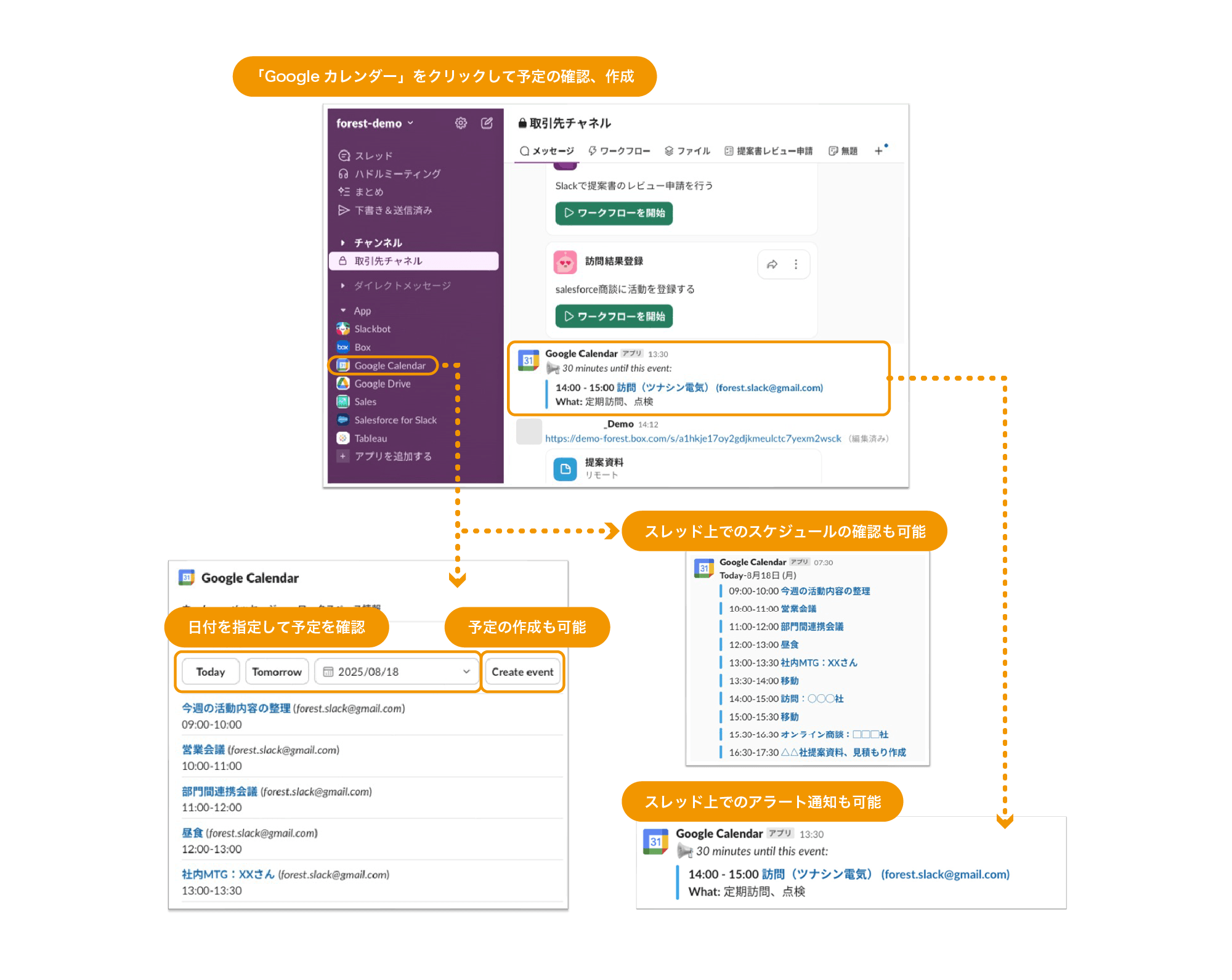 Slack スケジュールとの連携例​