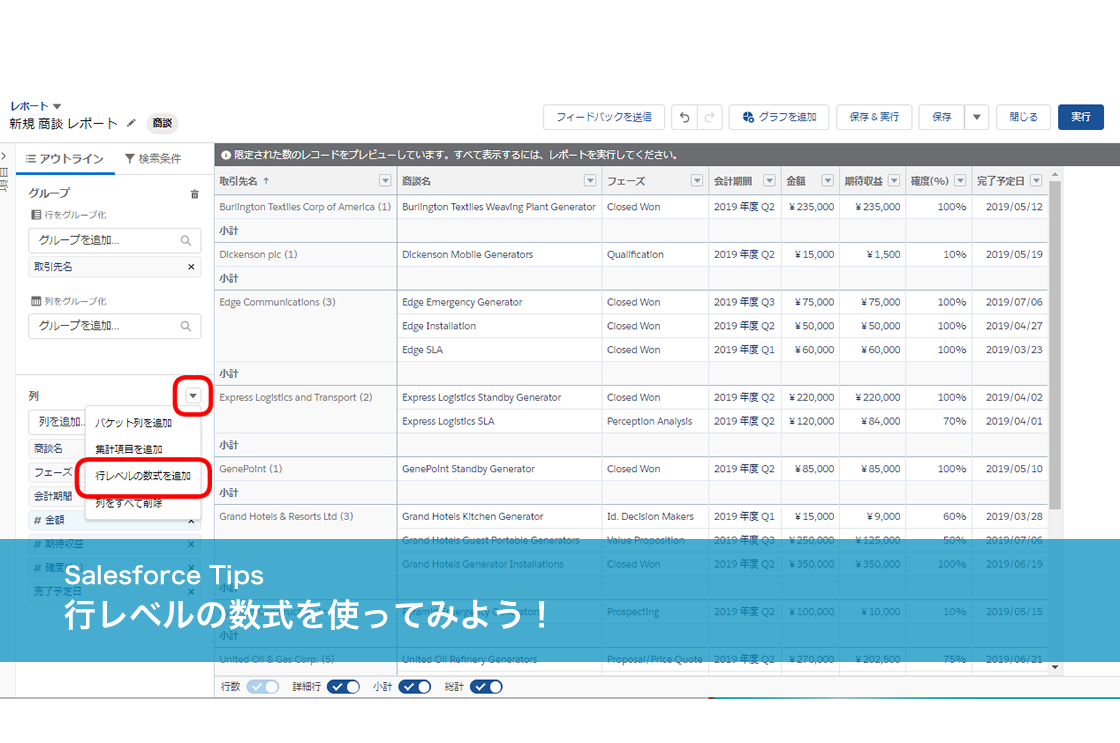 Salesforce 行レベルの数式を使ってみよう！