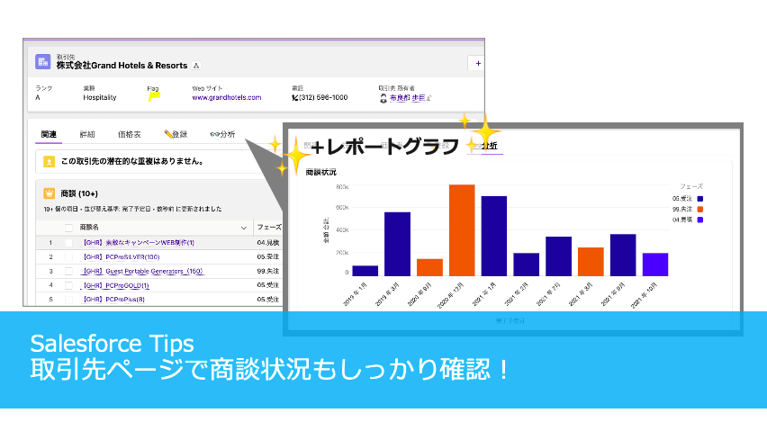 取引先ページで商談状況もしっかり確認！