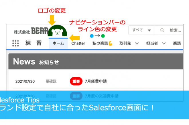 ブランド設定で自社に合ったSalesforce画面に！