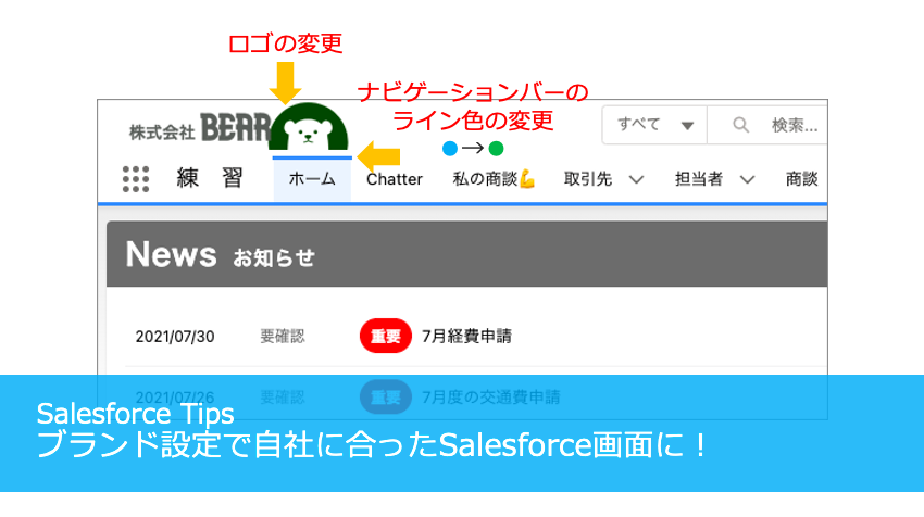 ブランド設定で自社に合ったSalesforce画面に！